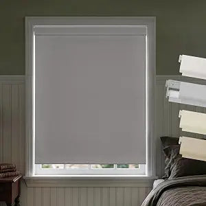 No Drill Cordless Blackout Roller Shades, Grey, 22" W x 72" H