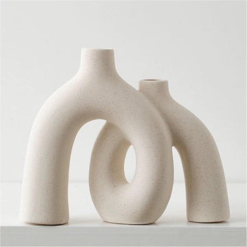 Hug Donut Decorative Vase Set - Modern Nordic Boho Style Vases Home Decor, Matte Ceramic
