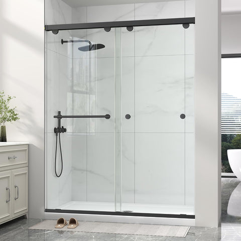 Frameless Shower Door with Soft-Close & Anti-Leak, 5/16" (8mm) Double Sliding Shower Door