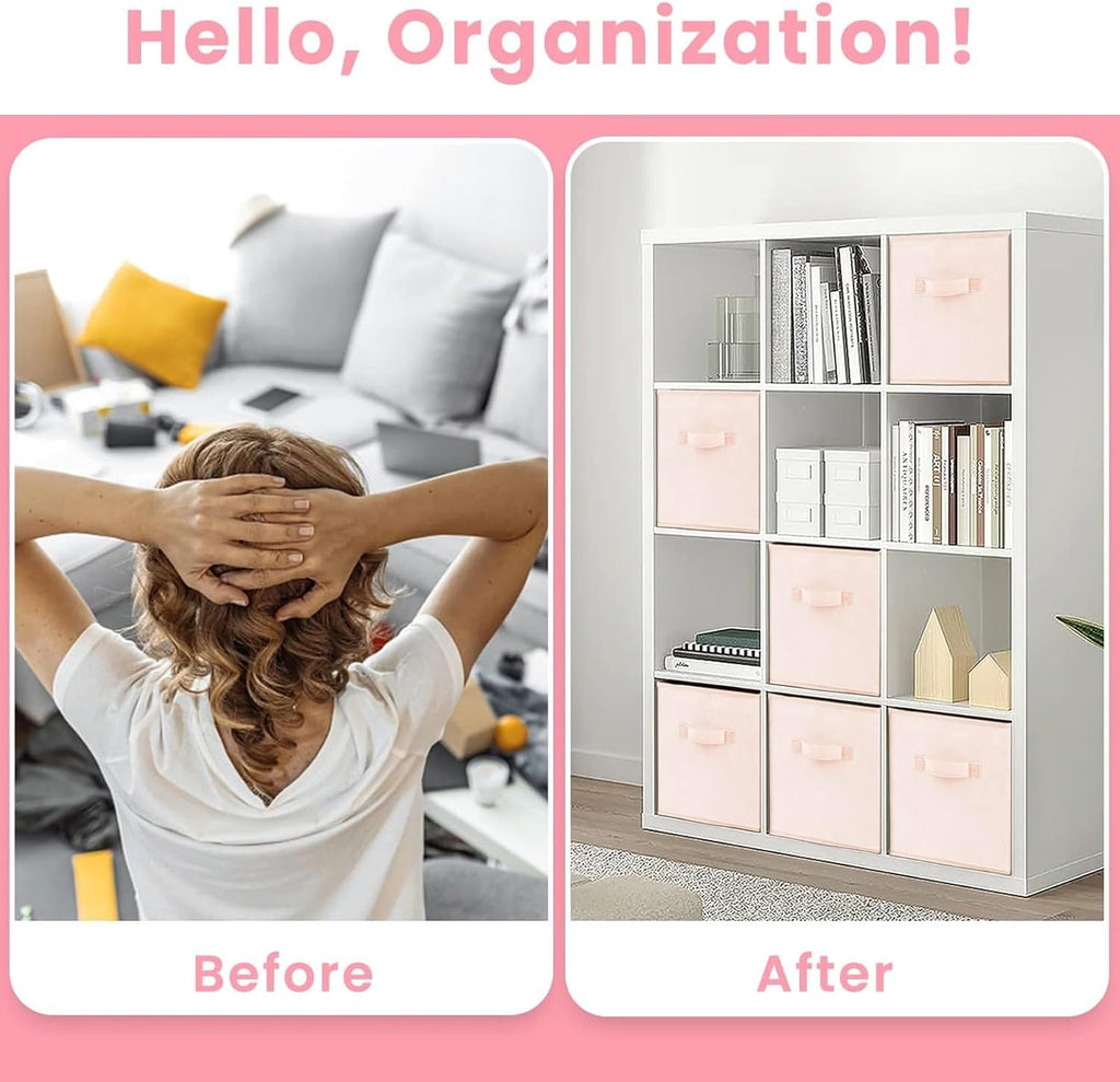 Storage Cubes - 13 Inch Heavy Duty Fabric Storage Bins for Shelves Closet Cube Organizer - 8 Pack Collapsible Cube