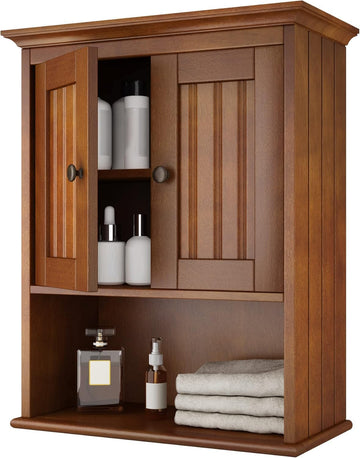 Wood Medicine Cabinet with Doors, Bathroom Wall Cabinet