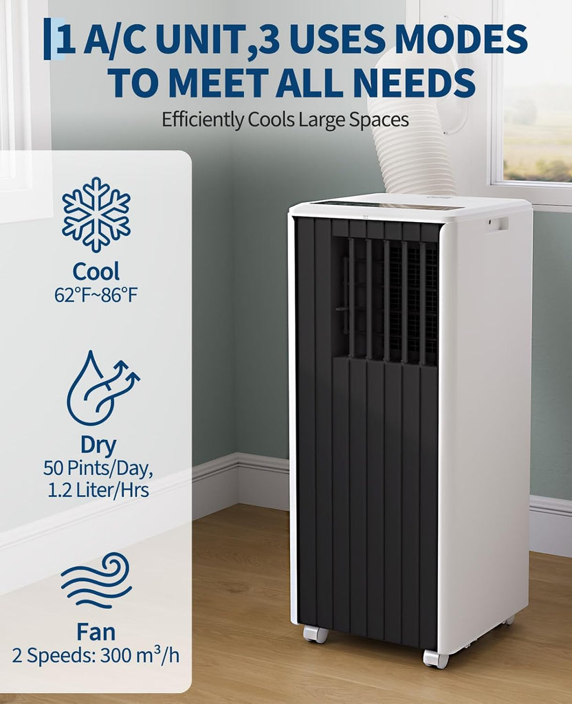 8000 BTU Portable Air Conditioner, 3-in-1 Cooling