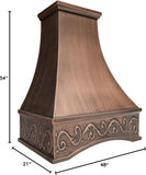 54 Inch Copper Wall Mount Range Hood 1260 CFM LED Lights Dishwasher-Safe Baffle Filters