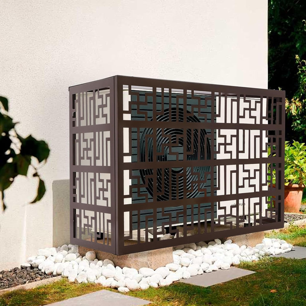 Outdoor Air Conditioner Privacy Fence Panels, 43" W x 31" H Metal AC Unit Cover, Aluminum Alloy Privacy Screen with