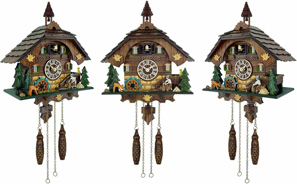 Cuckoo Clock Wall Art, Animated Scene, 12 Melodies, Volume Control, Night Mode, Germany Style Black Forest Retro Handcrafted Wooden...