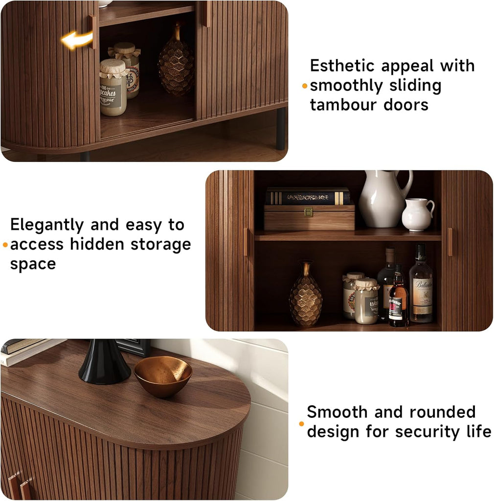 40" Sideboard Buffet Cabinet with Storage, Storage Cabinet with Sliding Door & Adjustable Shelf, Modern Accent Coffee