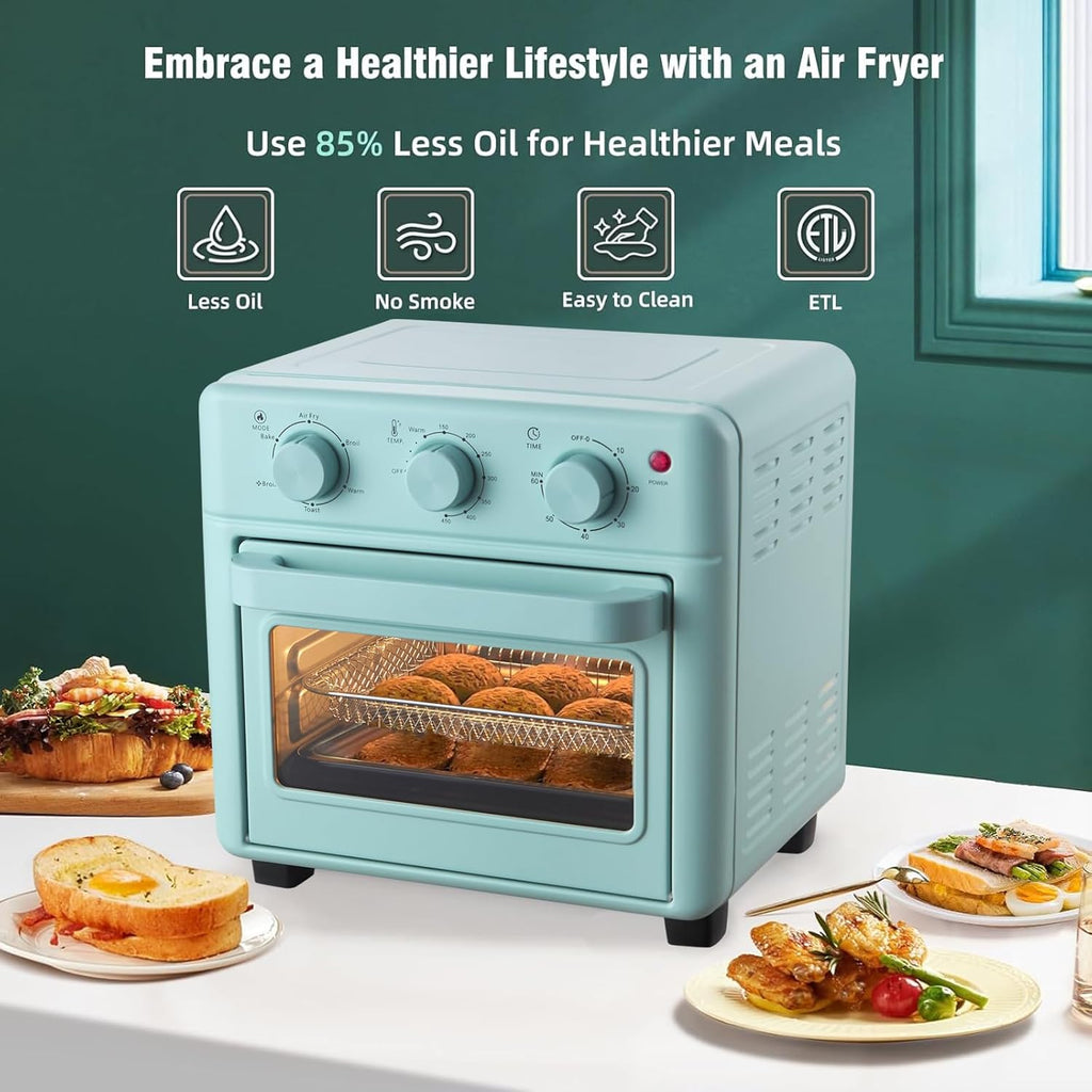 Air Fryer Toaster Oven Combo, Retro Convection Oven Countertop,16QT Small Toaster Oven, 4-slices or 9" Pizza,Bake