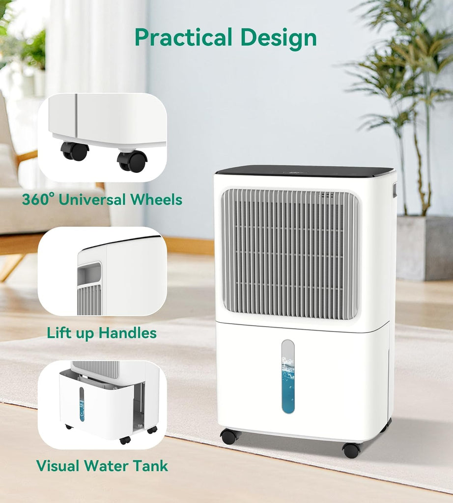 2500 Sq.Ft Dehumidifier for Basement with Drain Hose Max 34 Pints, Dehumidifiers for Home, Large Room, Bathroom