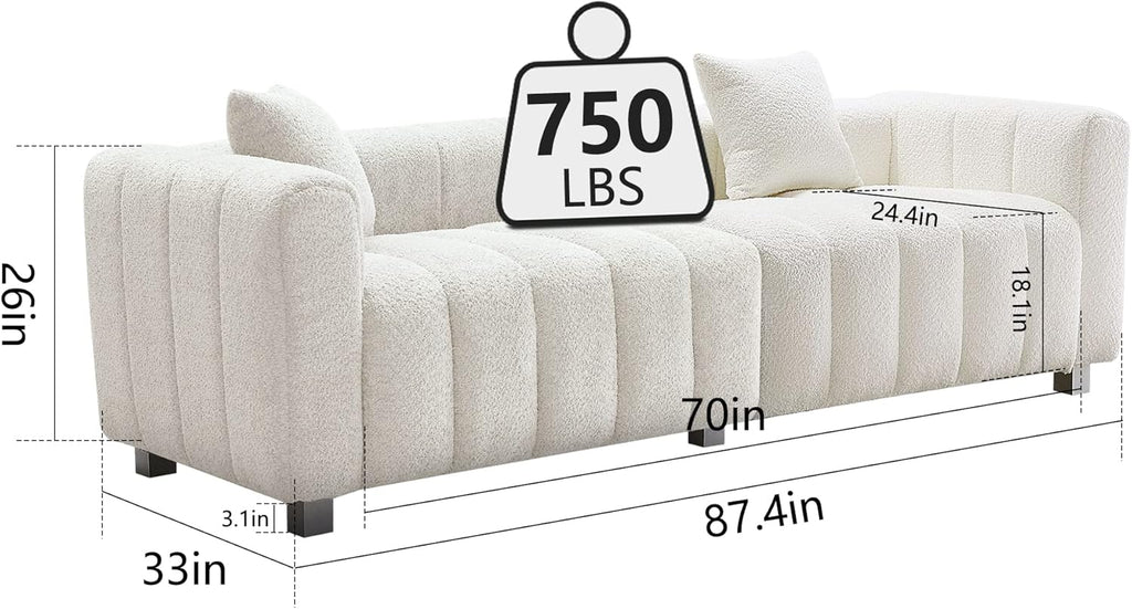 87.4" Modern 3 Seater Boucle Sofa Couch for Living Room