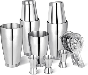 Cocktail Shaker Set Bartender Kit, Boston Drink Shaker with Strainer Bartending Martini Shaker Tin with 18oz & - Set of 12