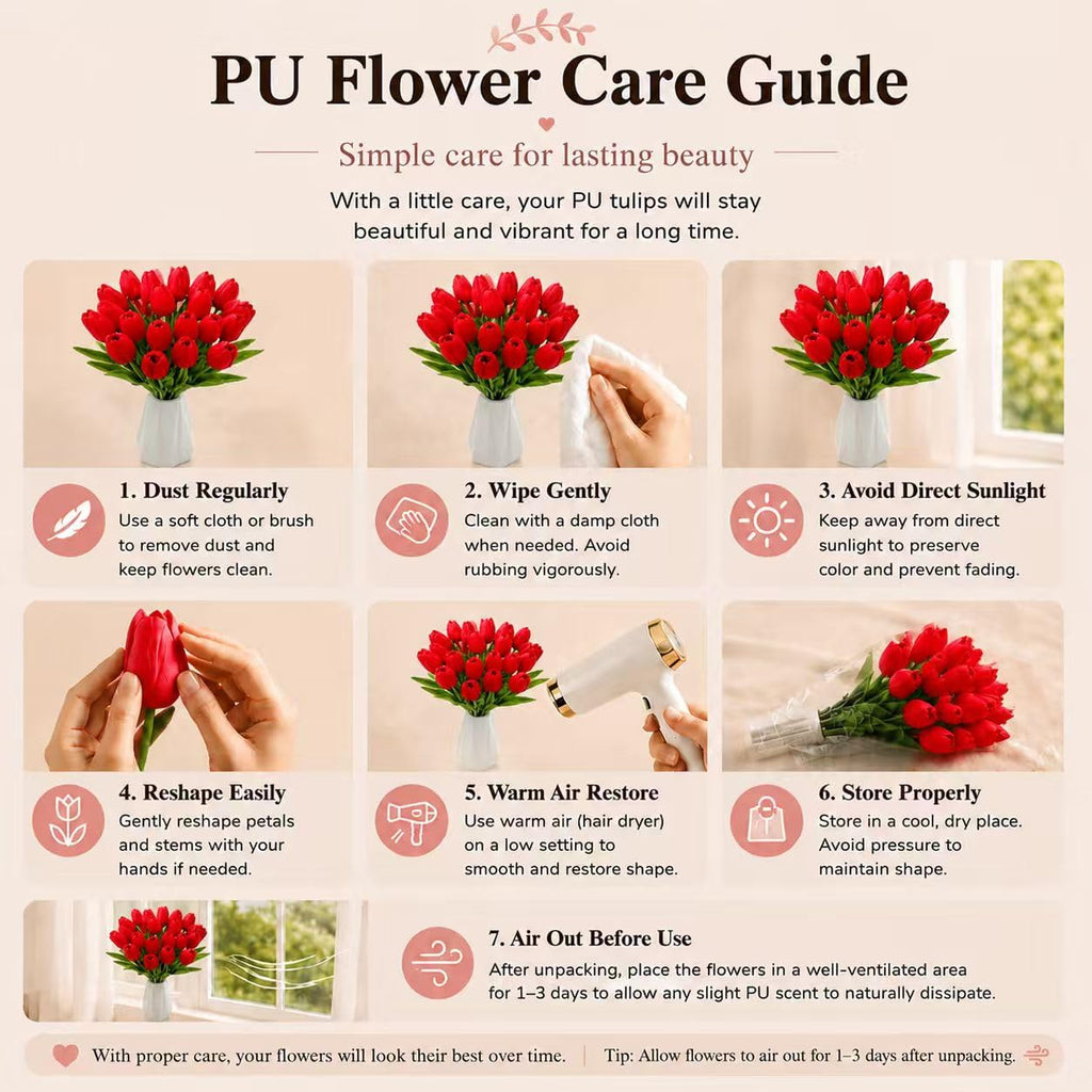 20 Stems Red Artificial Tulip Flowers Centerpieces
