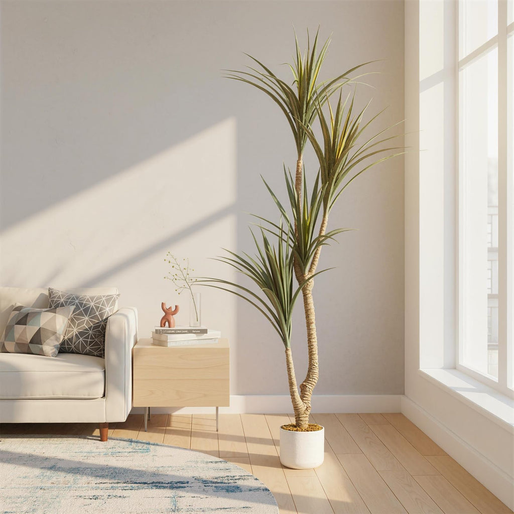 5.4FT Artificial Dracaena Plants with White Planter