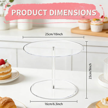 Acrylic Cake Stand, 10" Clear Mini Dessert Display for Wedding Party