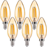 40W Equivalent LED Chandelier Light Bulbs, Dimmable Amber LED B11 E12 Candelabra Base Bulbs, 2200K Warm White, 330LM
