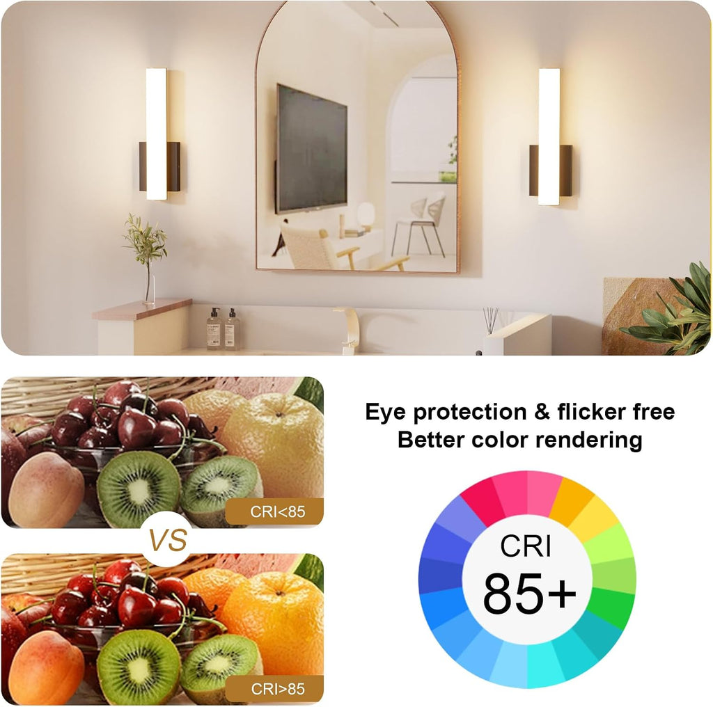 15.7 Inches Modern Bathroom Led Wall Sconces,18W 3000K Hardwired Wall Light with White Acrylic Lampshade,Indoor