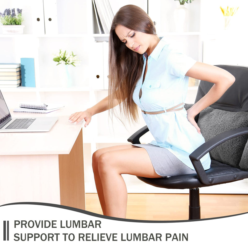Fleece Lumbar Support Pillow 3 Section Chair, Gray