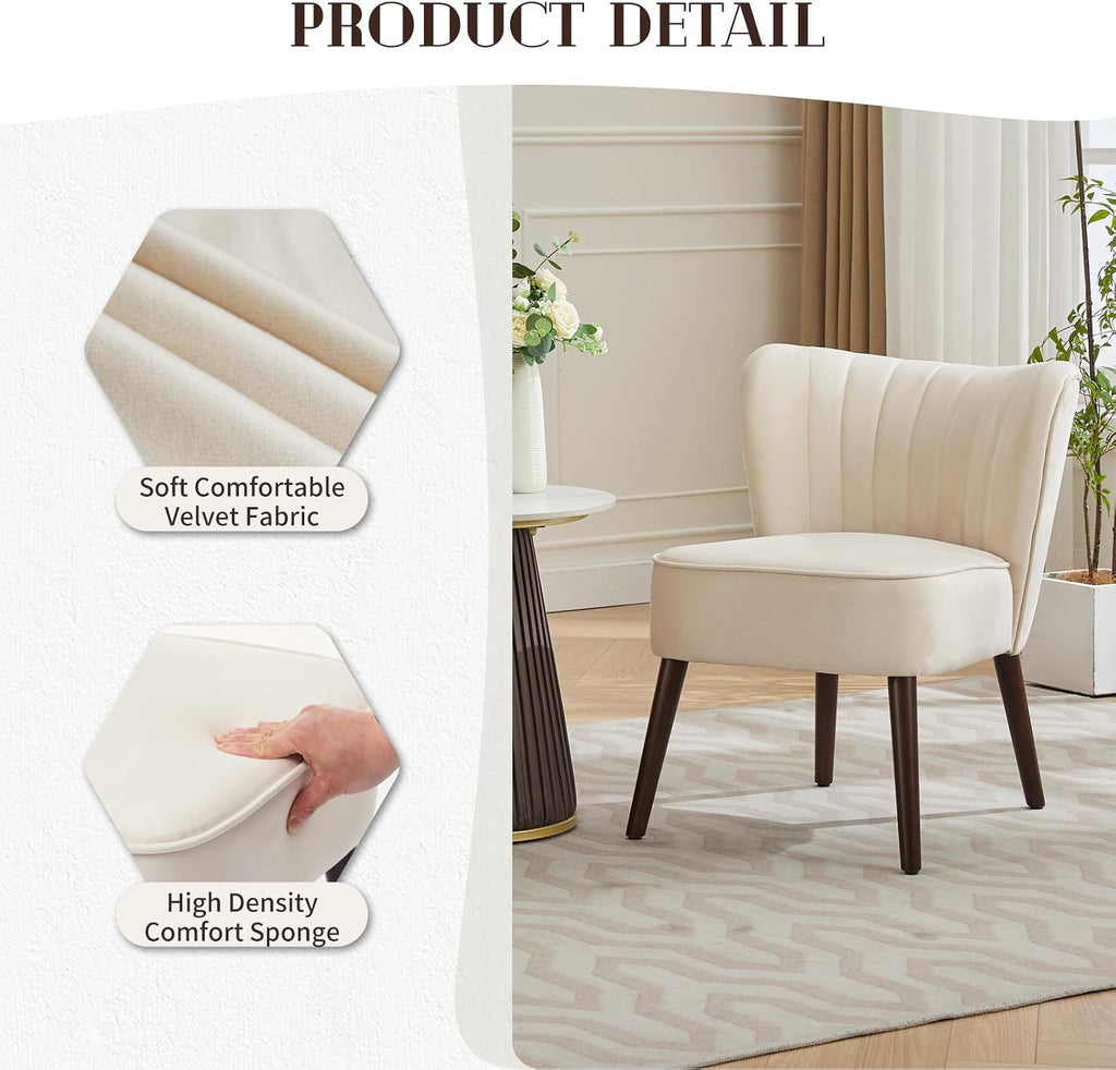 Modern Living Room Chair, Mid-Century Accent Chair, Soft Velvet Upholstered Chair with Adjustable Feet, Side Accent