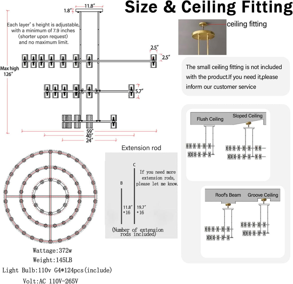 Inspired Arcachon Style 3-Tier Round Wagon Wheel Chandelier, 24" + 40" + 59" 124-Light Gold — Grand Foyer & High Ceilings
