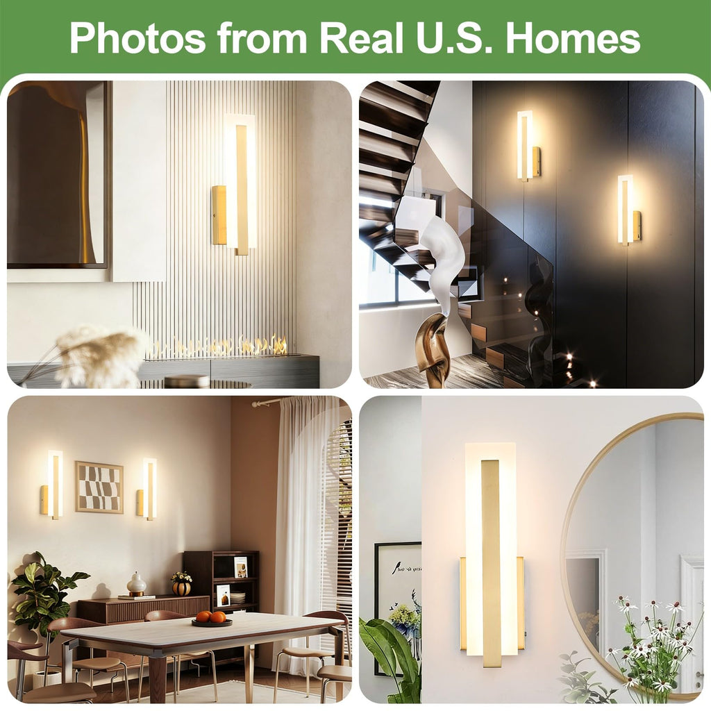Hardwired Modern LED Brass Gold Wall Sconce Indoor Wall Mount Light