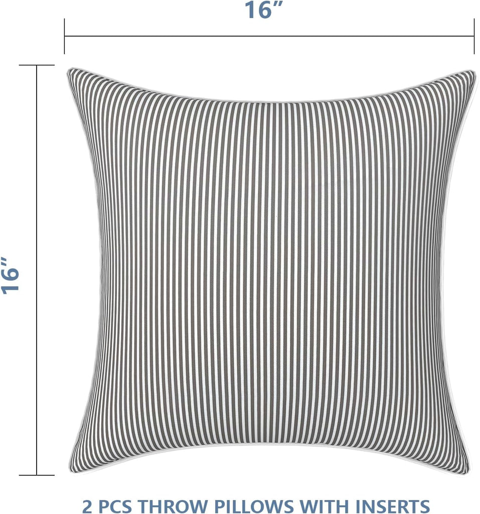 Outdoor/Indoor Throw Pillows, Decorative Patio Accent Pillows, Fluffy Water Repellent Garden Cushions, 16×16 Inch