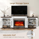 104 Inch Fireplace TV Stand for TVs up to 100 Inches, Entertainment Center with Storage and Mantel, Electric Fireplace Insert with 3D Flame Effect
