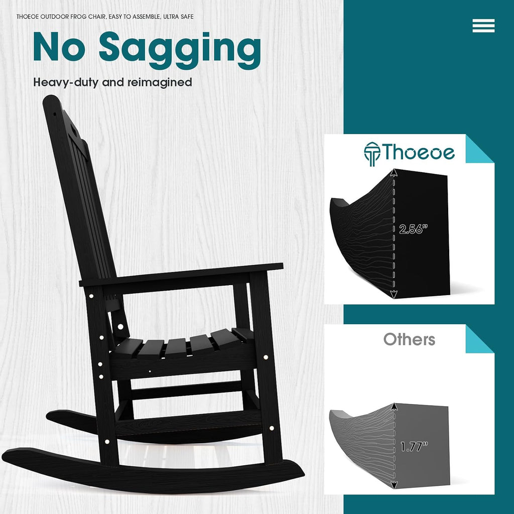 Outdoor Rocking Chairs, Oversized Patio Rocking Chair | HDPE Outdoor Rockers for Front Porch, Patio, Backyard