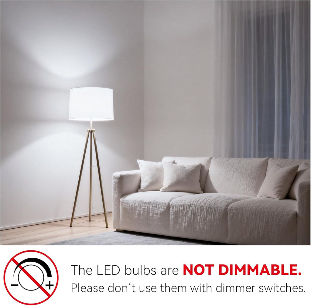 6 Pack LED Light Bulbs 60 Watt Equivalent, Daylight White 5000K A19, Efficient 9W, E26 Standard Base, 800 LM Energy