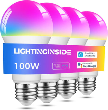 Smart Light Bulbs 100W Equiv., 1350LM 11W Smart Bulb Works with Alexa/Google Home/SmartLife, A19 E26 RGBCW Color (4PCS)