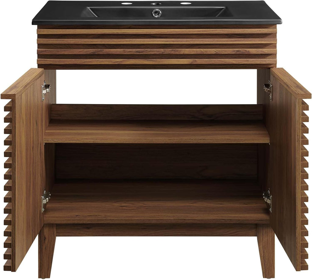 Render 30" Bathroom Vanity with Sink in Walnut Black