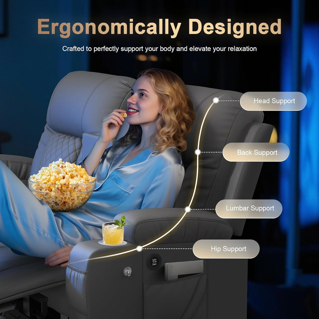 Loveseat Recliner Sofa, Home Theater Seating with Center Console
