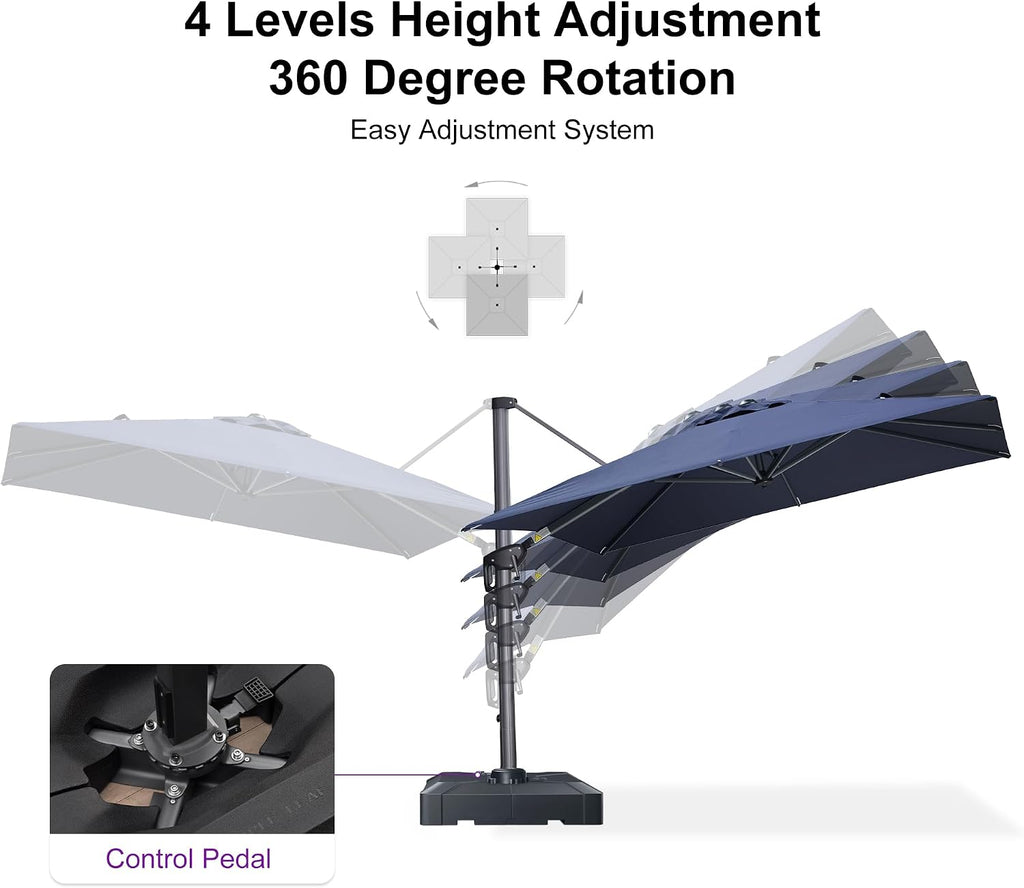 8' X 8' Patio Umbrella for Pool 7' High Offset Outdoor Cantilever Umbrella Swimming Pool Umbrella with 360°Rotation