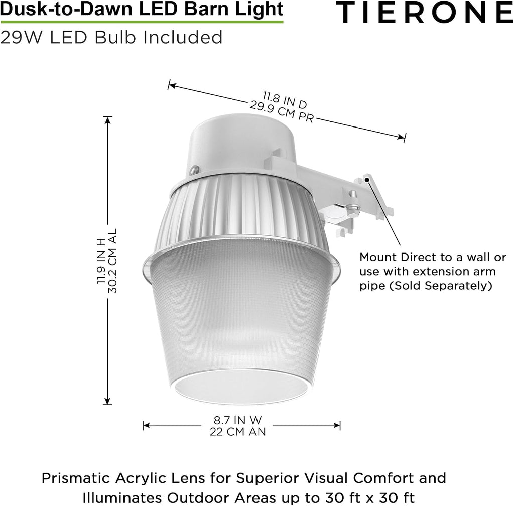 250W Equivalent Barn Light with 29W LED bulb Outdoor Dusk to Dawn Area and Flood Light with Photocell UL Listed LED