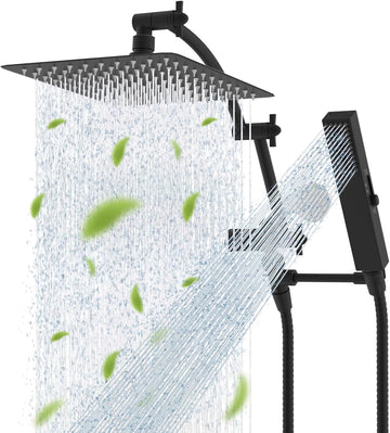 All Metal CUPC Certified 10'' Rainfall Shower Head, Dual Shower Head Combo