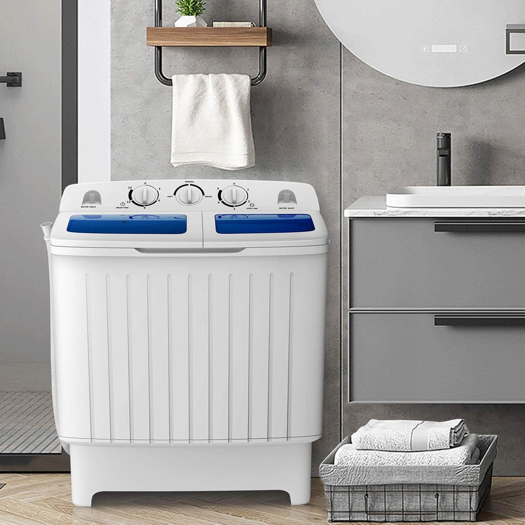 Portable Washing Machine, Twin Tub 20 Lbs Capacity, Compact Laundry Washer(12 Lbs) and Spinner(8 Lbs), Durable Design