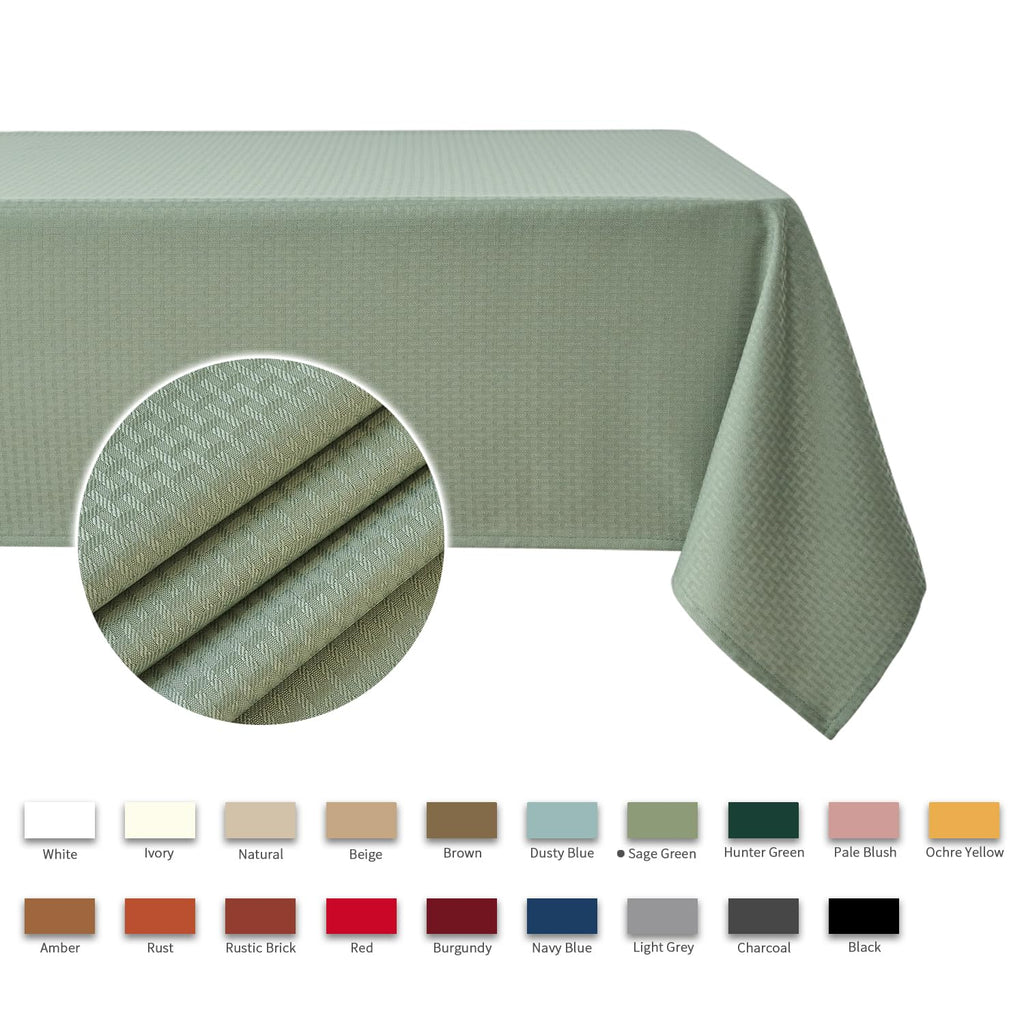 Rectangle Tablecloth Weaved Pattern Waterproof Spillproof Wrinkle Free Table Cloth, Kitchen Dining Tabletop