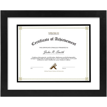 11x14 Diploma Frame Mat for 8.5x11 Certificate, Wood/Glass