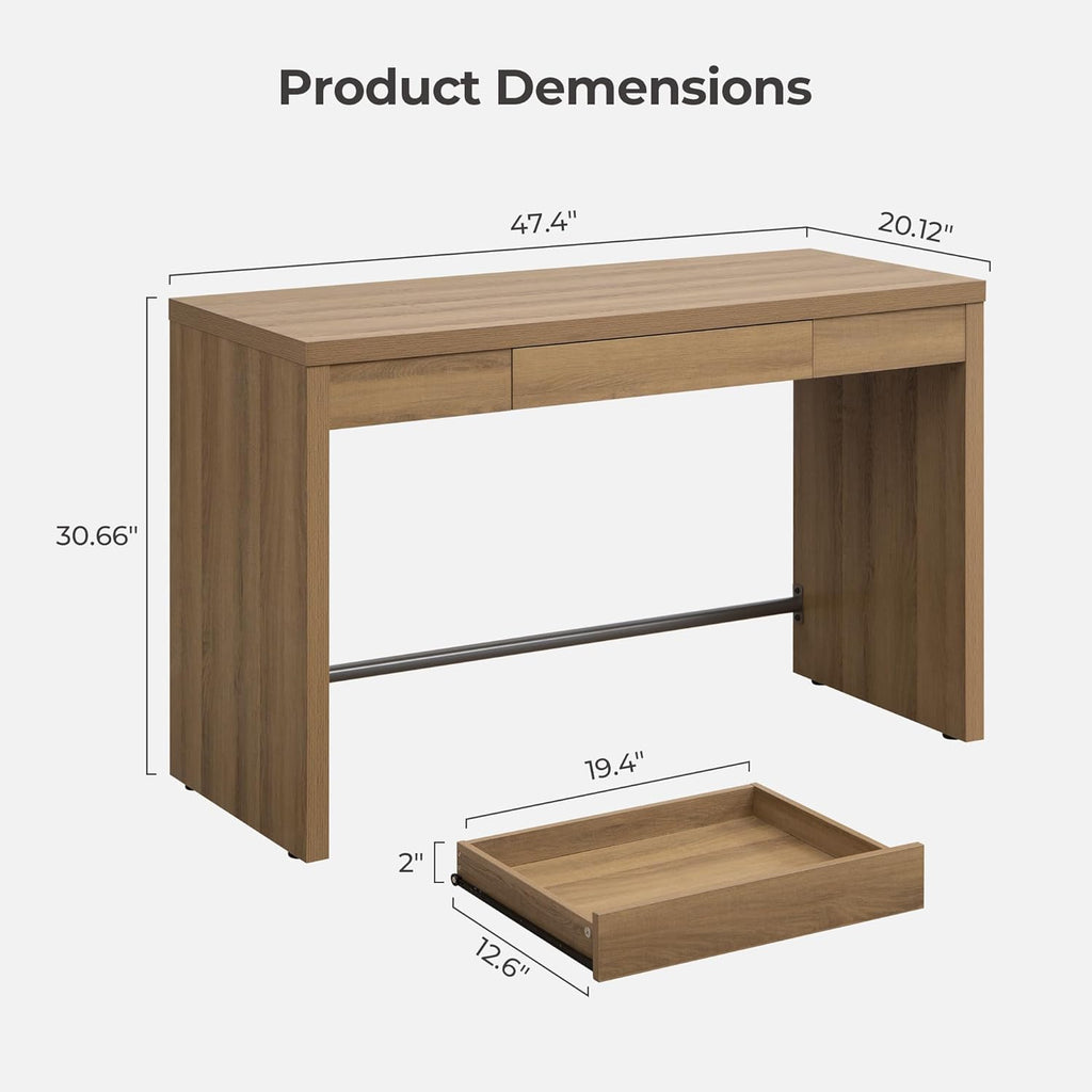 Computer Desk Writing Table - 47-Inch Home Office Executive Desk with Drawer