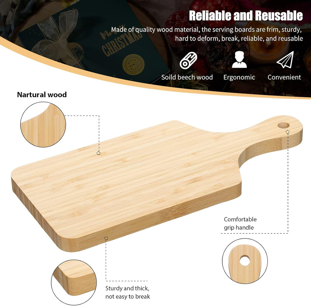 12 Pack Thicken Bamboo Cutting Board Bulk, 11x5 Inch Acacia Wood Chopping Crafts Customized Laser Engraving Serving