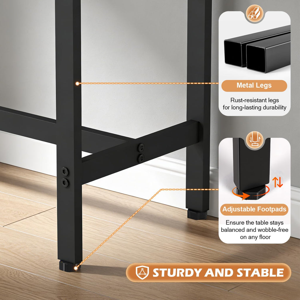 71" Bar Table, Bar Height Pub Table with Sturdy Legs & Adjustable Foot Pads, Counter Height Dining Table for Bar