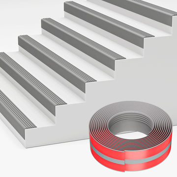 Stair Nosing, Self-Adhesive Vinyl Step Edge Protector, Grey, 40 ft