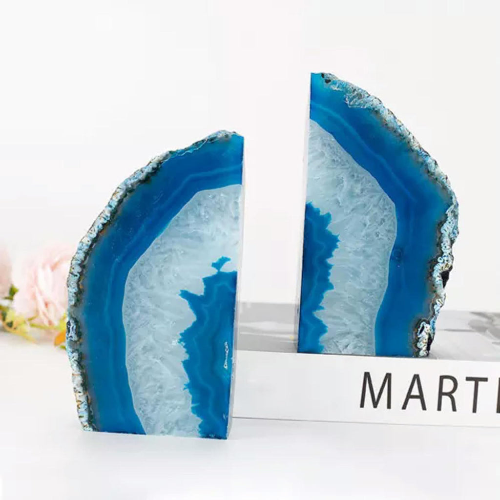 1Pair Natural Geode Book end Natural Agate Bookend Crystal Bookend Home Decor-Natural