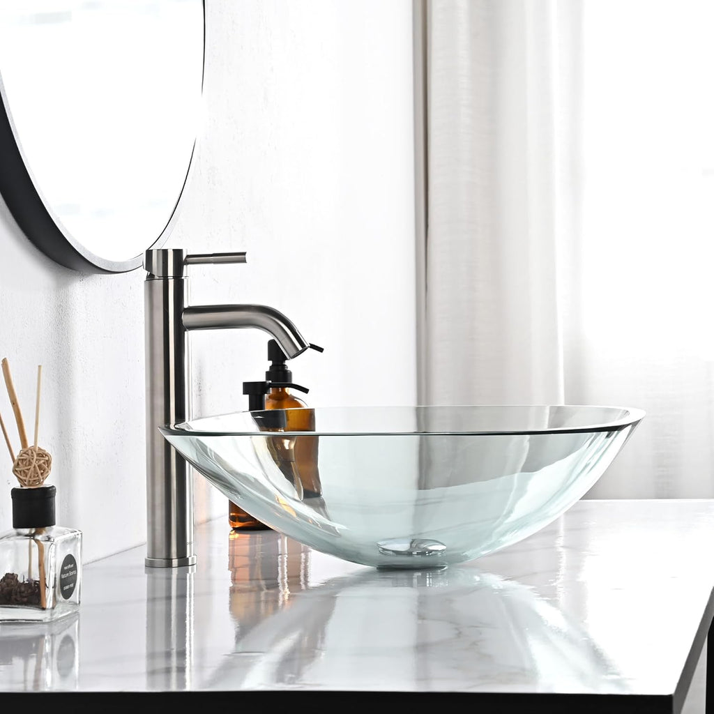 2 Pack Square Clear Tempered Glass Above Counter Vessel Bowl Vanity Sink Bathroom Kitchen Wash Basin