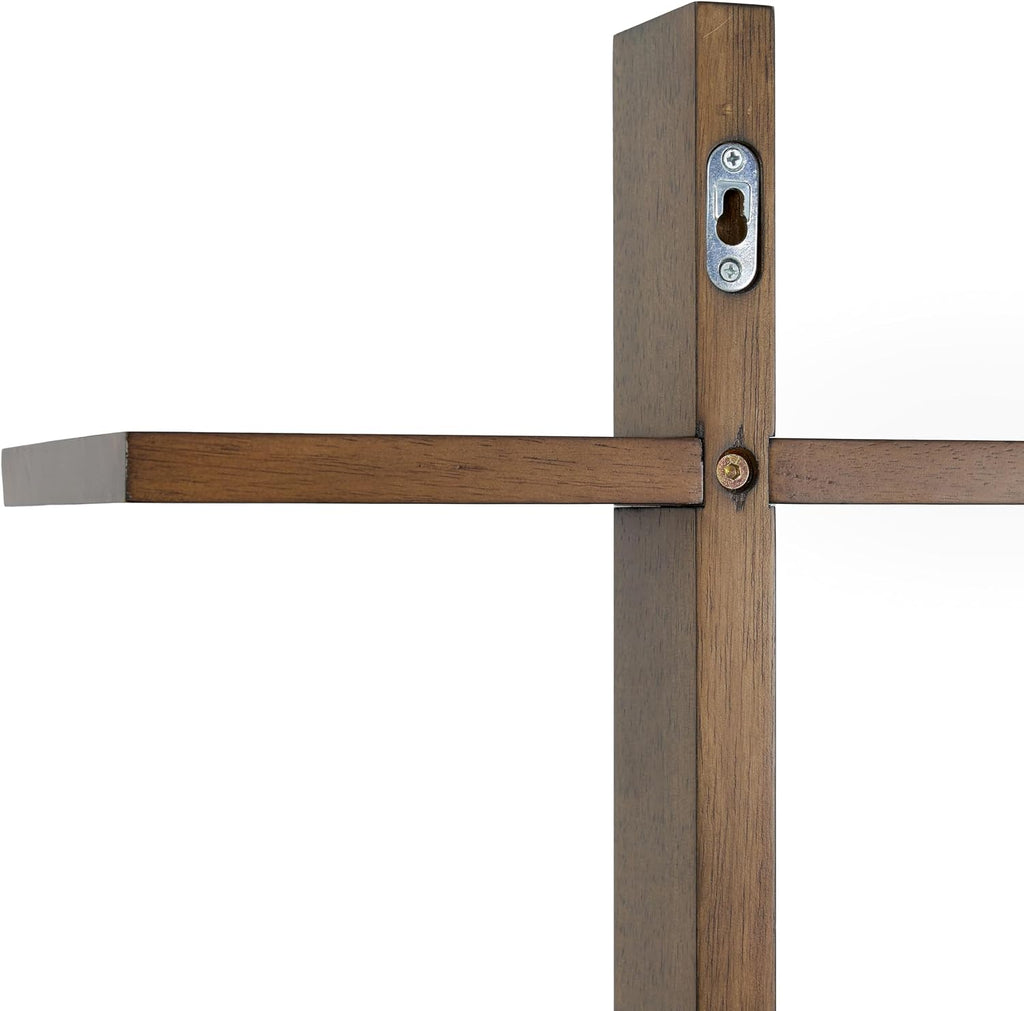 Solid Wood Floating Wall Shelves, Premium Hardwood Hanging Shelves with Reinforced Brackets, Japanese Joinery Wall