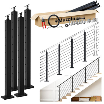 12-16ft Modular Cable Railing Kit for Stairs Surface Mount 36in RW25
