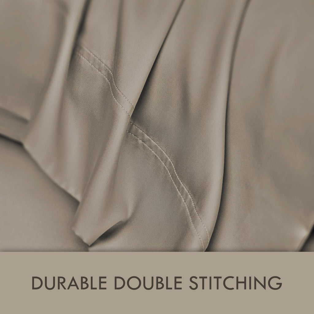 Sheets King Bed Sheet Set, 100% Rayon derived from Bamboo, Luxuriously Soft, Cooling, Double Stitching, 16" Deep