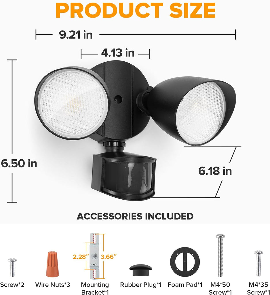 32W 3500 Lumen LED Security Lights Motion Sensor Light Outdoor, 5000K Daylight, IP65 Waterproof, Dusk to Dawn