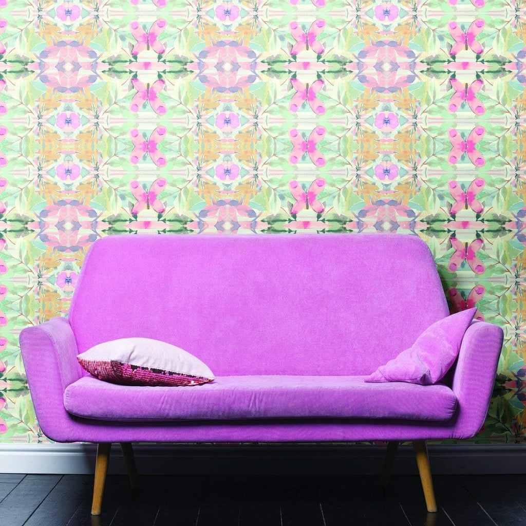 RMK10853WP Pink Synchronized Geometric Peel and Stick Wallpaper 20.5" x 16.5 feet, White
