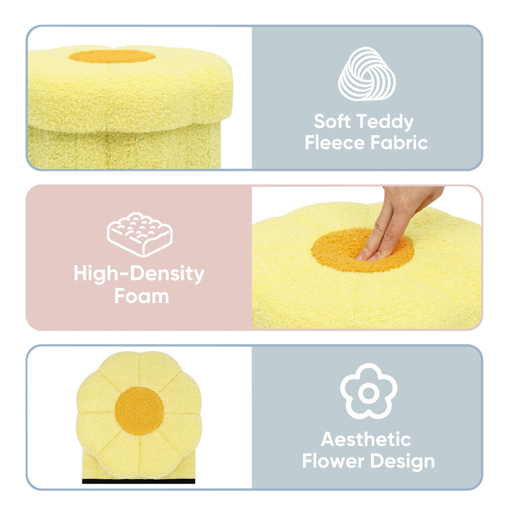 12.6 Inches Flower Storage Ottoman, Small Folding Footstool