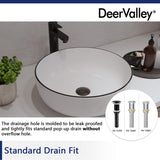16'' Round Vessel Sink, Bathroom Sinks Above Counter White Ceramic Bathroom Vessel Sinks