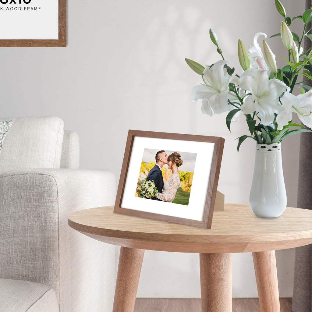4x6 Solid Oak Wood Picture Frames, Walnut, 3 Pack